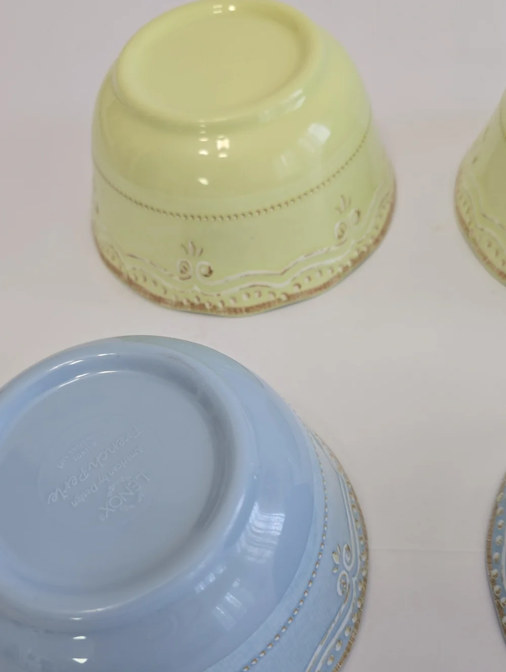 Lenox Set Of 4 French Perle Bowls Melamine Pistachio Green Ice Blue 5 5/8
